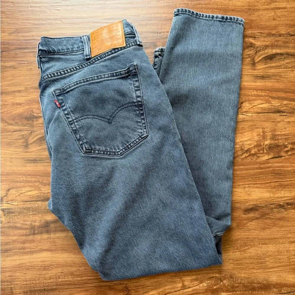 Levi’s 512 Slim Taper Jeans Mens 38x32 Gray Wash Denim Pants Modern Fit